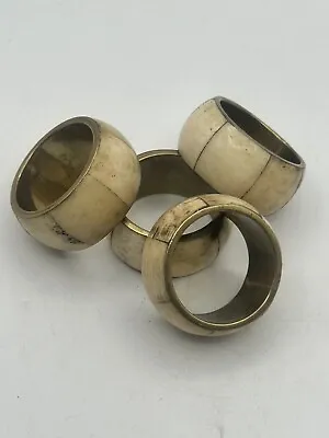 Napkin Rings Set Of 4 Antler And Brass 2” • $18