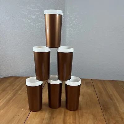 Vintage MCM Insulated Copper And White Tumblers Set Of 6 • $18