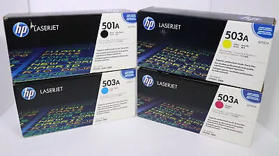 Set Of 4 New Sealed HP 501A + 503A Black Magenta Cyan Yellow Toner CP3505 3800 • $95.99