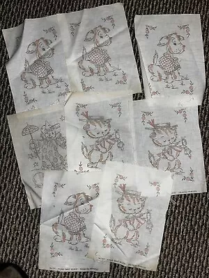 VTG Kiddie Quilt Blocks Stamped To Embroider Animal NEW Cat Dog Clown 84 82 • $19.99
