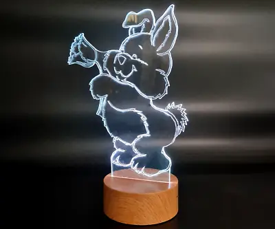 Cute Cartoon Bunny Rabbit Design Acrylic Multi Colour Lamp/ Nightlight RBG-LED • £11.99