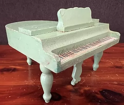 Vintage Wooden Miniature Doll House Furniture Baby Grand Piano Painted Green • $16.99