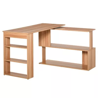 L Shaped Corner Desk Rotating Home Office Workstation With Shelves Writing Table • $126.22
