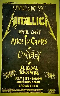 Metallica/alice In Chains/candelbox  Summer Sh*t 1994  San Diego Concert Poster • $20.20