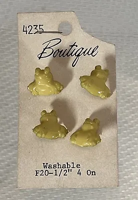 Vintage Plastic Novelty Sewing Buttons Lot Of 4 Yellow Green Frogs • $6.50