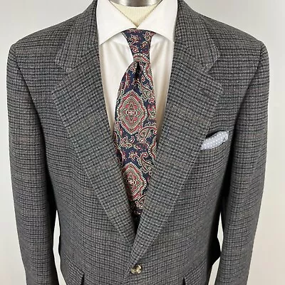 Pincus Brothers Maxwell 42S Gray Heck Plaid 100% Camel Hair Sport Coat Blazer • $40