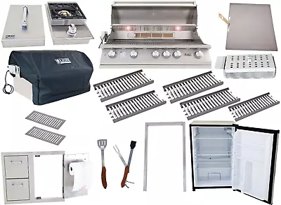 $4120 • Buy Lion Grill Package 40  Grill, Side Burner, Mini Fridge + Storage Door/Drawers!