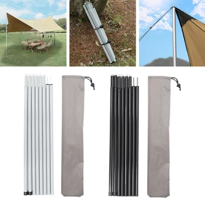 $42.86 • Buy Adjustable Tarp Poles Iron Awning Support Pole With Storage Bag Lightweight