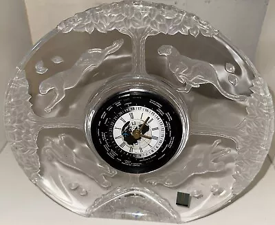 Vintage Hoya Heavy Glass Cheetah Crystal Aircraft Pilot Desk World Clock • $119