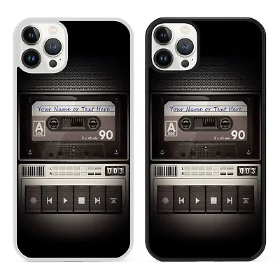 Personalised Name Retro Cassette Tape Recorder Phone Case Cover For IPhone Gift • £6.79