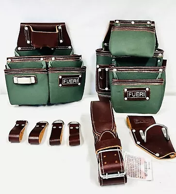 FUERI Nylon & Leather Tool Belt - Carpenters Leather Tool Belt - Premium Quality • $119.99