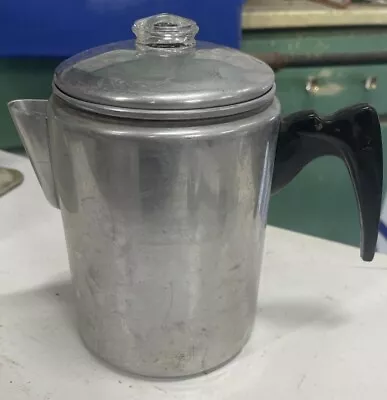 Vintage Aluminum 7” Coffee Pot W/ Glass Knob &old School Pouring Spout • $11.95