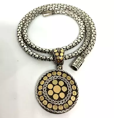 John Hardy Sterling Silver & 18k Yellow Gold Dot Pendant & Dot Necklace Chain • $799.99