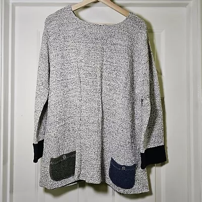 Margaret Winters Gray Cotton Crunch Knit Funky Artsy Lagenlook Sweater Sz XL • $35