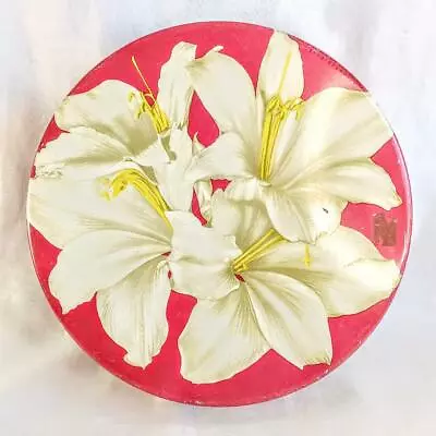 Vintage Mrs. Steven's 2 Pound Candy Tin ~ Gorgeous Lily Design ~ STUNNING Colors • $49.99
