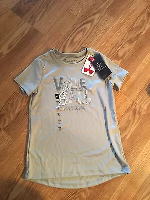 *New Girl's Youth Small Light Gray Under Armour “Volley Ball” Tshirt 1345483 • $12
