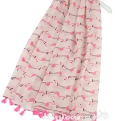 £6.95 • Buy Ladies Flamingo Tassel Scarf Sarong Cotton Mix COLOUR OPTIONS Stocking Filler