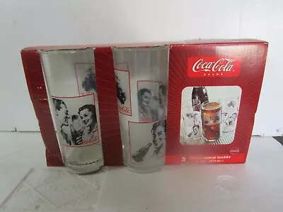Coca Cola Glasses. A Boxed Set Of 3 Different  Mirror To Mirror Glasses. • $29.99