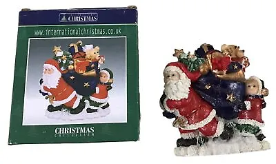 Boxed Resin Father Christmas Ornament Decoration Santa Claus Presents Vintage • £5.90