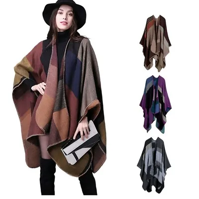 Women's Shawl Wraps Sweater Poncho Cape Coat Open Front Blanket For Fall Winter • $26.99