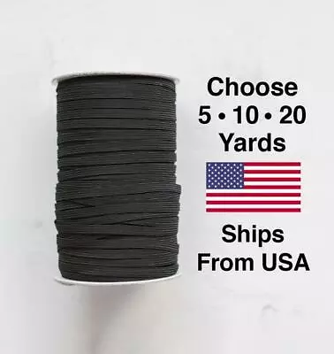 1/4 Inch Black Elastic Band Cord Sewing Trim | For DIY Mask Sewing And Craft USA • $6.75