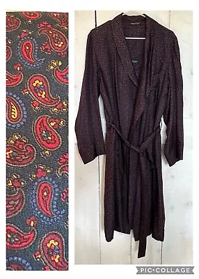 Bullock & Jones San Francisco 100% Silk Men’s Paisley Robe Size Medium Navy Red • $99