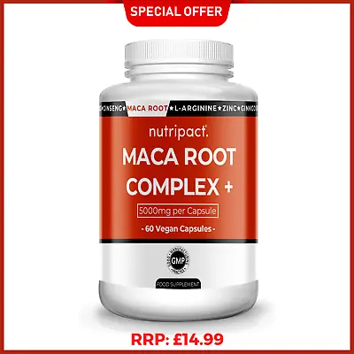 £12.99 • Buy Maca Root Complex 5000mg 60 Vegan Capsules , Libido, Sleep, Lepidium Meyenii UK