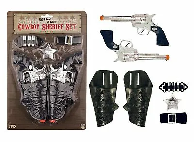 COWBOY SET 7Pcs Plastic Gun Holster  Toy Fancy Dress Ranger Sheriff Wild West UK • £8.52