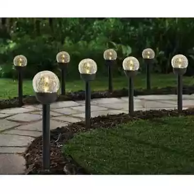 Mainstays Solar Powered LED Crackle Ball Pathway Light Lanscape Lights  6 Pack • $25