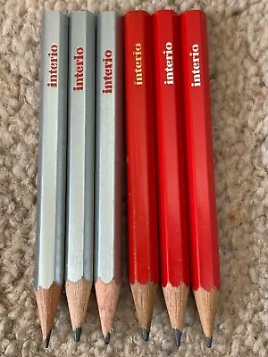 £7.99 • Buy 6 X Interio Caran D'ache Mini Pencils Red / Silver Half Size / Short Switzerland