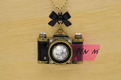 Betsey Johnson Vintage Pendant Necklace Camera Trinket Bow Rare Signed Bin6B • $35.96