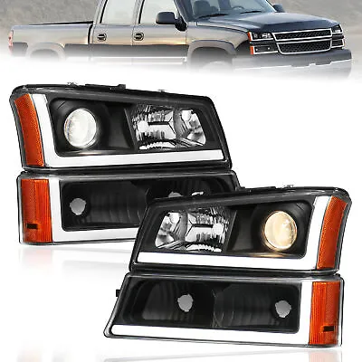 2X LED DRL Headlights Front Lamp For 2003-06 Chevy Silverado 1500HD 2500HD 3500 • $109.99