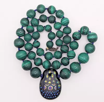 Vintage Malachite Large Beaded Strand Necklace • $89.99