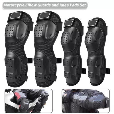 Motorcycle Knee Pads Adjustable 4 PCS Knee Elbow Armor Long Leg Sleeve Gear • $22.49