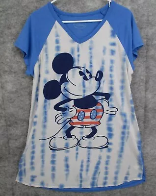 Disney Women's Sleepwear Medium Nightgown Tie Dye Mickey Mouse Blue American • $11.10