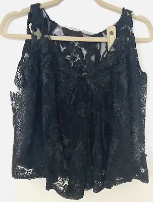 Very Old Antique Handmade Vintage Lace Sleeveless Black Blouse Medium Sized • $24.64