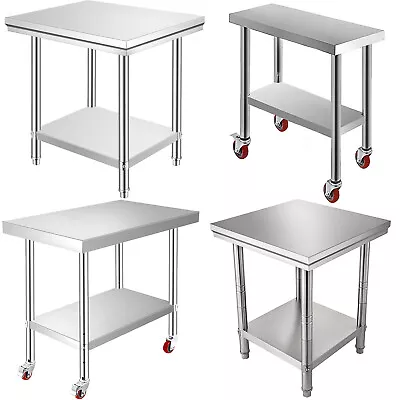 VEVOR Commercial Stainless Steel Kitchen Bench Food Prep Table Workbench W/Wheel • $107.89