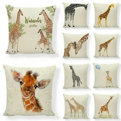 £3.59 • Buy Cushion Cover Decoration Animal Linen Giraffe   Home 18x18 Gift Pillow Case