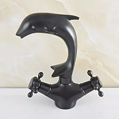 Black Oil Rubbed Brass Dolphin Shape Bathroom Kitchen Bar Sink Faucet Tap Ssf846 • $65.99