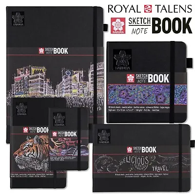 Sakura Sketch / Note Book - 80 Pages - 140gsm - Black Paper - Various Sizes • £9.99