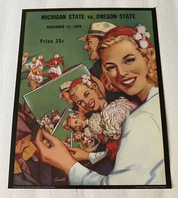 Oregon State Beavers V Michigan State Football 1949 Program Poster Print 14”x11” • $19.49
