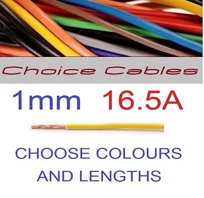 1.0mm Auto Cable 12/24v Thinwall Electrical Car Wire 16.5 Amp Thin Wall • £2.43