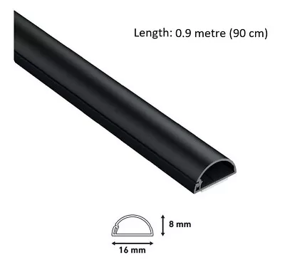 90 Cm Long D-Line 16 X 8 Mm Trunking Black Cable Management Hide Cover Dline • £7.91