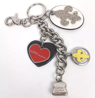 Kathy Van Zeeland KVZ Fleur De Lis Purse Charm Hearts Keychain Clip Fob 7 1/2  • £14.48