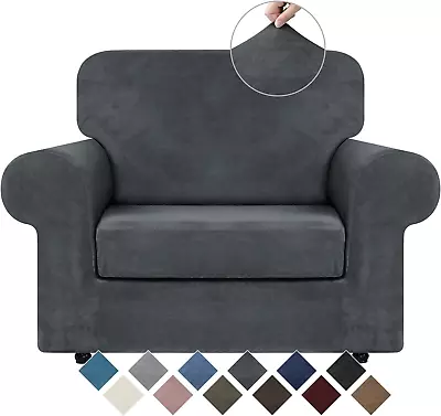Velvet Stretch Chair Sofa Slipcover - 2 Pieces Luxury Soft Velvet Plush Couch Co • $37.99