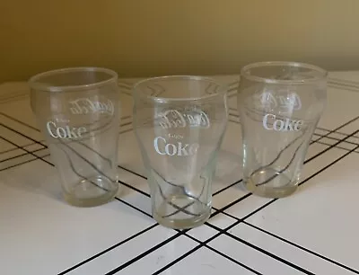 Vintage 6 Oz Ounce Drink Coca-Cola  Coke Glasses Set Of 3 • $9