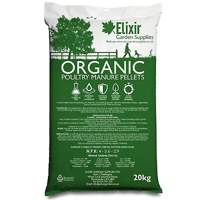 20Kg Chicken Poultry Organic Concentrated Farmyard Manure Pellets Fertiliser • £22.99