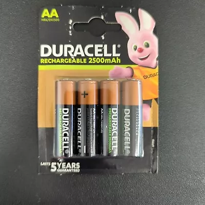 4x Duracell Rechargeable Batteries AA 2500mAh NiMH Duralock Pre Stay Charge • £10.99