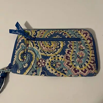 Vera Bradley Capri Blue Zip Around Wallet Wristlet Paisley Floral Retired • $21.50