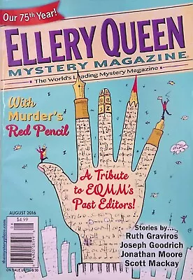 ELLERY QUEEN Mystery Magazine August 2016 A Tribute To EQMM's Past Editors • $12.99